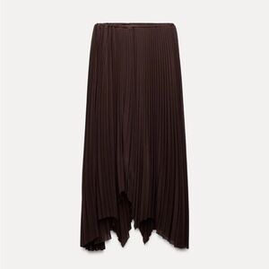 Zara pleated midi skirt brown